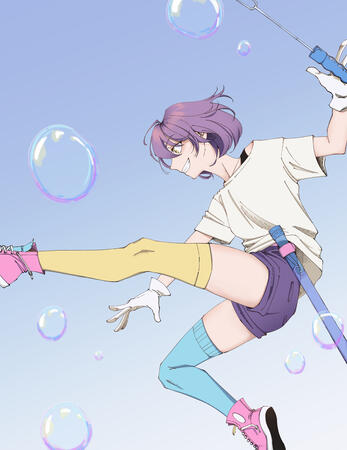 Personal project Bubbles, Girl uses bubble wand like a katana